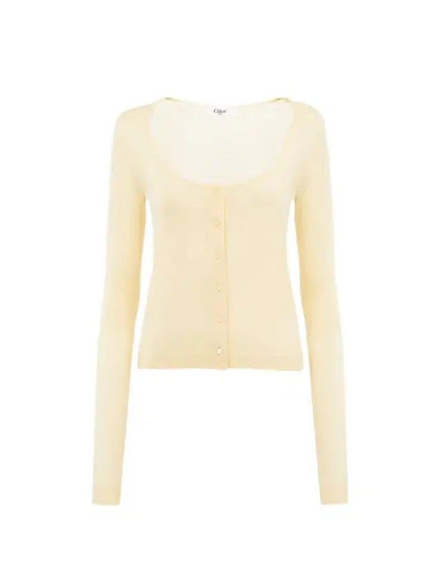 Scoop-neck fitted cardigan in superfine wool knit Scoop-neck fitted cardigan in superfine wool knit