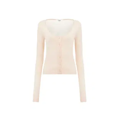 Chloé Scoop-neck fitted cardigan in superfine wool knit | Thumbnail 1 Chloé Scoop-neck fitted cardigan in superfine wool knit | Thumbnail 1