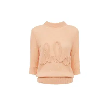 Chloé Elbow-sleeve logo sweater in alpaca wool & silk knit | Thumbnail 1 Chloé Elbow-sleeve logo sweater in alpaca wool & silk knit | Thumbnail 1