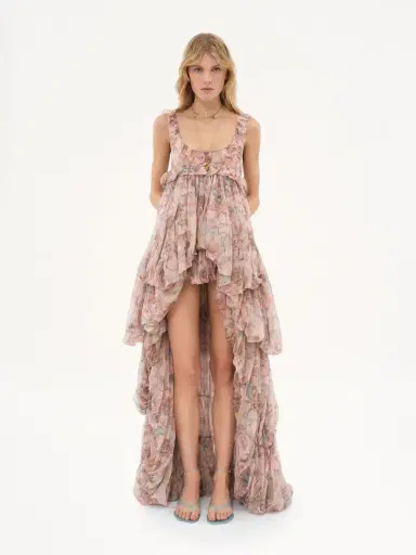 Chloé High-low ruffled dress in silk mousseline | Thumbnail 3 Chloé High-low ruffled dress in silk mousseline | Thumbnail 3