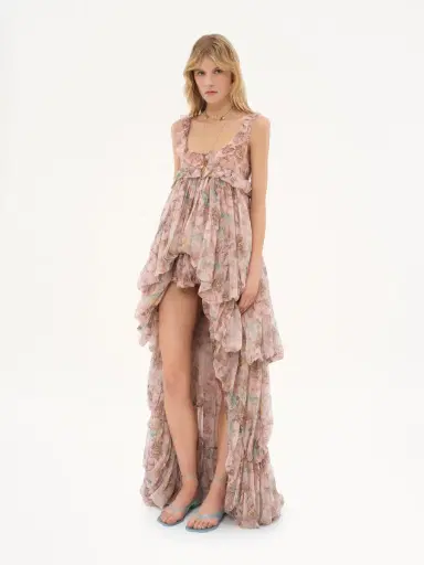Chloé High-low ruffled dress in silk mousseline | Thumbnail 4 Chloé High-low ruffled dress in silk mousseline | Thumbnail 4