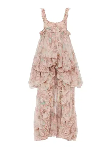 Chloé High-low ruffled dress in silk mousseline | Thumbnail 1 Chloé High-low ruffled dress in silk mousseline | Thumbnail 1