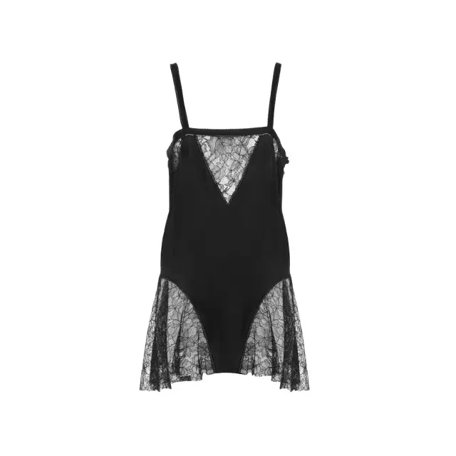Sleeveless mini dress in silk charmeuse & lace Sleeveless mini dress in silk charmeuse & lace