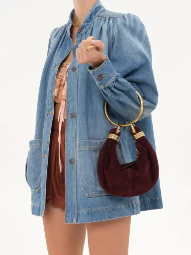 Chloé Mini Bracelet Hobo bag in suede leather | Thumbnail 3 Chloé Mini Bracelet Hobo bag in suede leather | Thumbnail 3