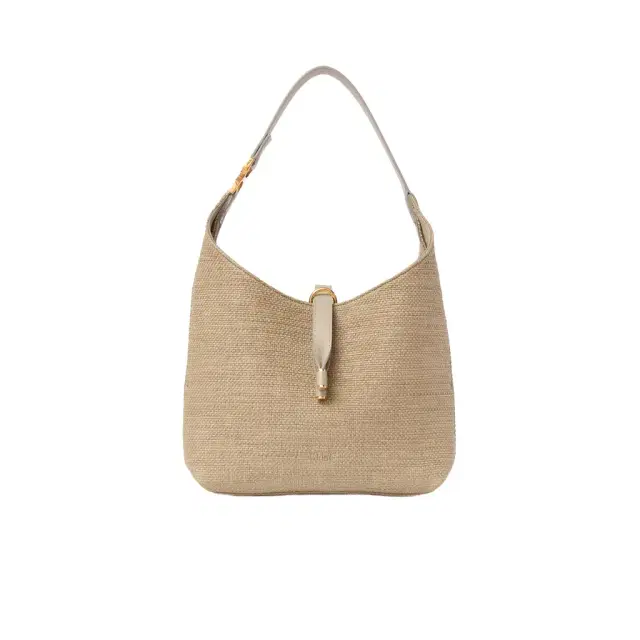 Small Marcie hobo bag in raffia-effect fibers Small Marcie hobo bag in raffia-effect fibers