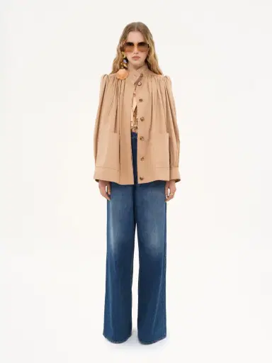 Chloé High-neck gathered jacket in cotton gabardine | Thumbnail 3 Chloé High-neck gathered jacket in cotton gabardine | Thumbnail 3