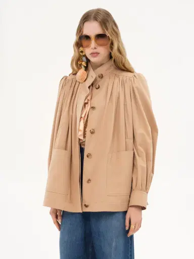 Chloé High-neck gathered jacket in cotton gabardine | Thumbnail 4 Chloé High-neck gathered jacket in cotton gabardine | Thumbnail 4