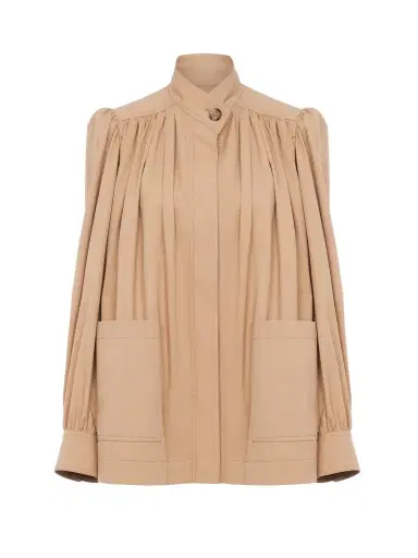 Chloé High-neck gathered jacket in cotton gabardine | Thumbnail 1 Chloé High-neck gathered jacket in cotton gabardine | Thumbnail 1