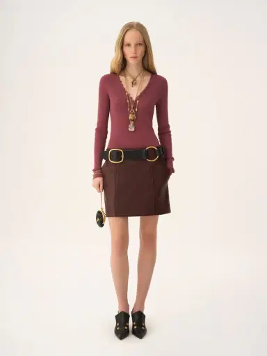 Chloé Straight mini skirt in leather | Thumbnail 3 Chloé Straight mini skirt in leather | Thumbnail 3