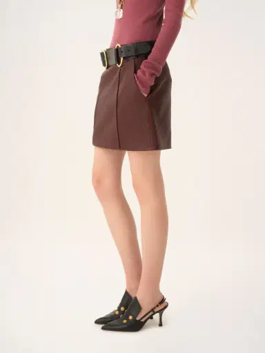 Chloé Straight mini skirt in leather | Thumbnail 4 Chloé Straight mini skirt in leather | Thumbnail 4