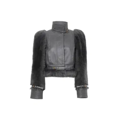 Chloé High-neck hybrid jacket in leather | Thumbnail 1 Chloé High-neck hybrid jacket in leather | Thumbnail 1