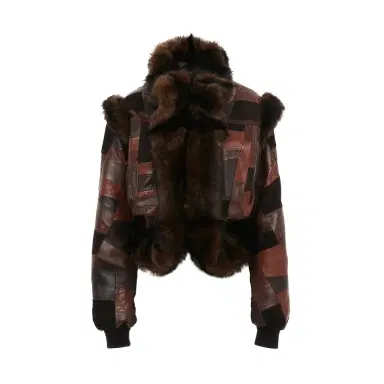 Chloé Short hybrid bomber jacket in leather | Thumbnail 1 Chloé Short hybrid bomber jacket in leather | Thumbnail 1