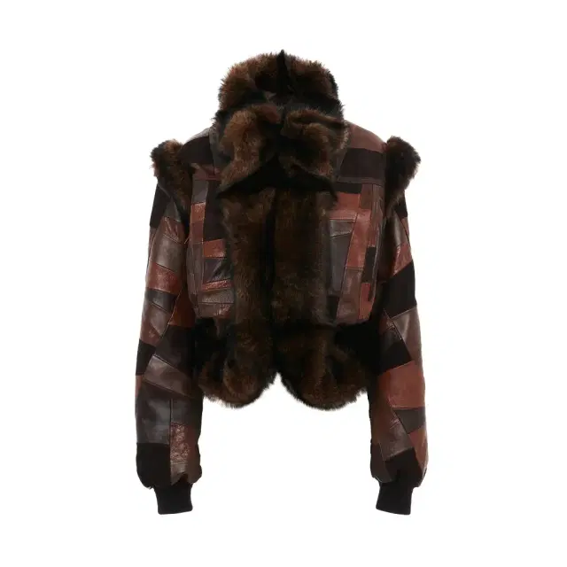 Short hybrid bomber jacket in leather Short hybrid bomber jacket in leather