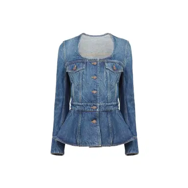Chloé Peplum riding jacket in denim | Thumbnail 1 Chloé Peplum riding jacket in denim | Thumbnail 1
