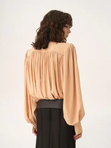 Chloé Oversized gathered lavallière blouse in crêpe de chine | Thumbnail 5 Chloé Oversized gathered lavallière blouse in crêpe de chine | Thumbnail 5