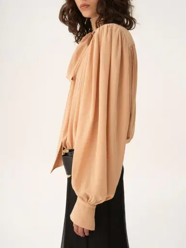 Chloé Oversized gathered lavallière blouse in crêpe de chine | Thumbnail 6 Chloé Oversized gathered lavallière blouse in crêpe de chine | Thumbnail 6
