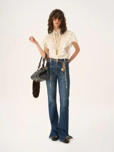 Chloé High-neck cropped top in cotton tulle & lace | Thumbnail 3 Chloé High-neck cropped top in cotton tulle & lace | Thumbnail 3