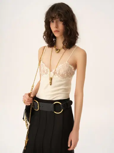 Chloé Camisole top in washed silk satin & lace | Thumbnail 4 Chloé Camisole top in washed silk satin & lace | Thumbnail 4