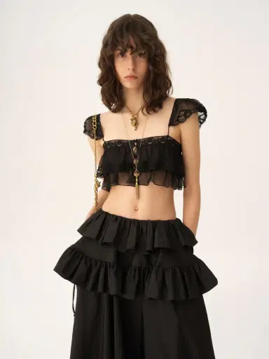 Chloé Ruffled bralette in silk mousseline & lace | Thumbnail 4 Chloé Ruffled bralette in silk mousseline & lace | Thumbnail 4