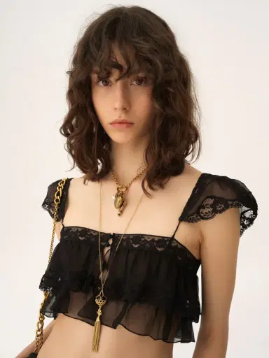 Chloé Ruffled bralette in silk mousseline & lace | Thumbnail 7 Chloé Ruffled bralette in silk mousseline & lace | Thumbnail 7