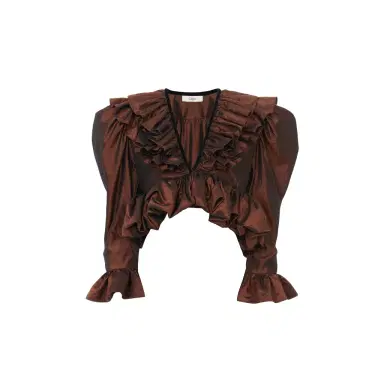 Chloé Cropped V-neck ruffle top in washed silk taffeta | Thumbnail 1 Chloé Cropped V-neck ruffle top in washed silk taffeta | Thumbnail 1