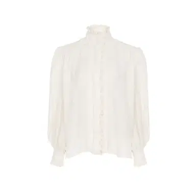 Chloé Oversized ruffled blouse in silk jacquard | Thumbnail 1 Chloé Oversized ruffled blouse in silk jacquard | Thumbnail 1