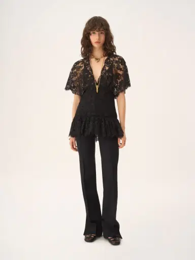 Chloé Fitted ruffle top in lace | Thumbnail 3 Chloé Fitted ruffle top in lace | Thumbnail 3