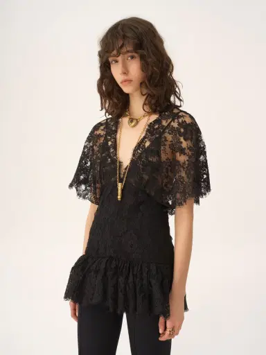 Chloé Fitted ruffle top in lace | Thumbnail 4 Chloé Fitted ruffle top in lace | Thumbnail 4
