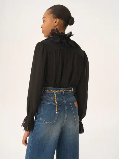 Chloé Fluid blouse in silk georgette & lace | Thumbnail 5 Chloé Fluid blouse in silk georgette & lace | Thumbnail 5
