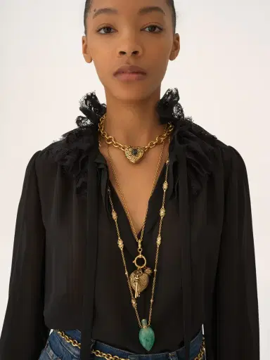 Chloé Fluid blouse in silk georgette & lace | Thumbnail 7 Chloé Fluid blouse in silk georgette & lace | Thumbnail 7