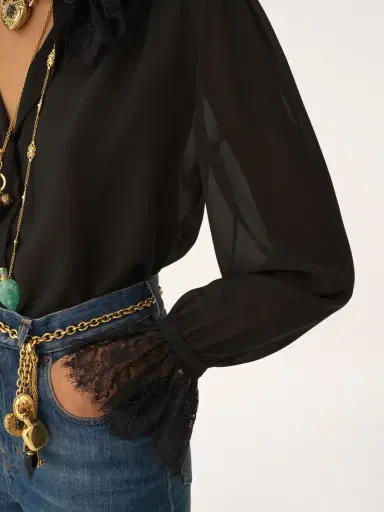 Chloé Fluid blouse in silk georgette & lace | Thumbnail 8 Chloé Fluid blouse in silk georgette & lace | Thumbnail 8