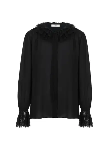 Chloé Fluid blouse in silk georgette & lace | Thumbnail 1 Chloé Fluid blouse in silk georgette & lace | Thumbnail 1