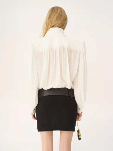 Chloé Gathered scarf-tie blouse in crêpe de chine & lace | Thumbnail 6 Chloé Gathered scarf-tie blouse in crêpe de chine & lace | Thumbnail 6