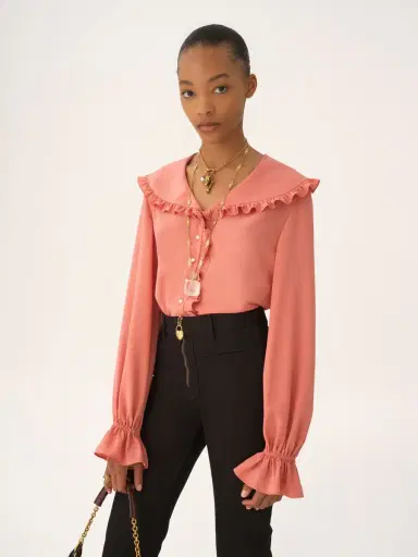 Chloé Fluid ruffle blouse in crêpe de chine | Thumbnail 4 Chloé Fluid ruffle blouse in crêpe de chine | Thumbnail 4