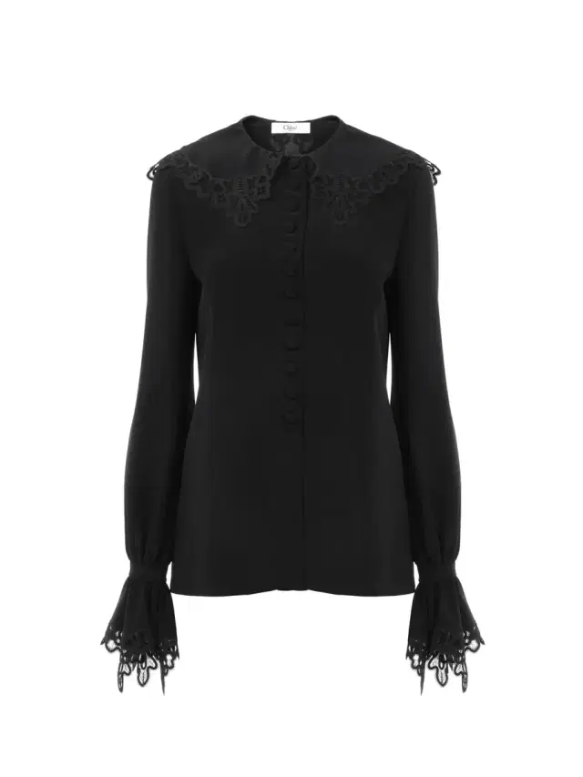 Fluid blouse in crêpe de chine & lace Fluid blouse in crêpe de chine & lace