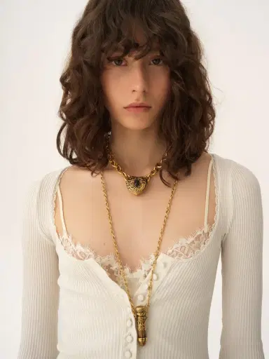 Chloé Scoop-neck fitted cardigan in cotton | Thumbnail 6 Chloé Scoop-neck fitted cardigan in cotton | Thumbnail 6