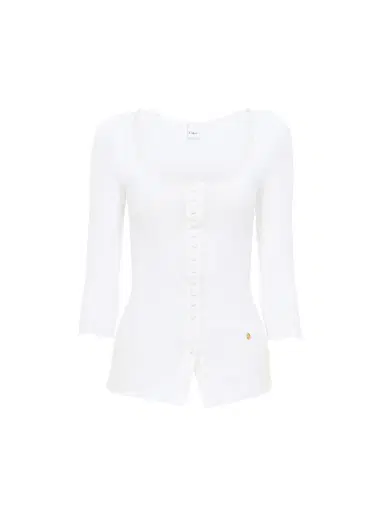 Chloé Scoop-neck fitted cardigan in cotton | Thumbnail 7 Chloé Scoop-neck fitted cardigan in cotton | Thumbnail 7