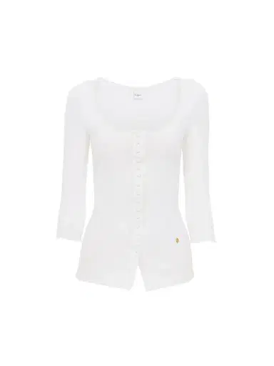 Chloé Scoop-neck fitted cardigan in cotton | Thumbnail 1 Chloé Scoop-neck fitted cardigan in cotton | Thumbnail 1