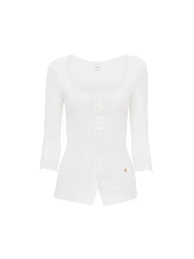 Scoop-neck fitted cardigan in cotton Scoop-neck fitted cardigan in cotton