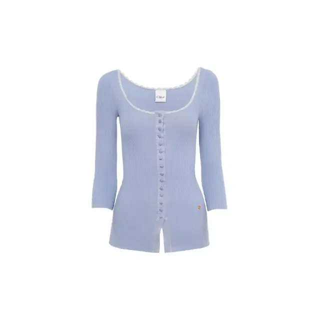 Scoop-neck fitted cardigan in cotton Scoop-neck fitted cardigan in cotton