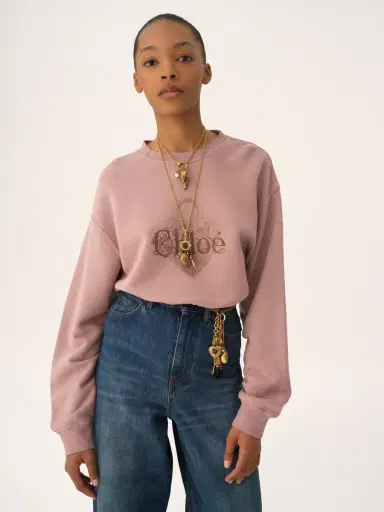 Chloé Oversized logo sweater in chiné fleece | Thumbnail 4 Chloé Oversized logo sweater in chiné fleece | Thumbnail 4