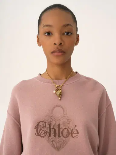 Chloé Oversized logo sweater in chiné fleece | Thumbnail 7 Chloé Oversized logo sweater in chiné fleece | Thumbnail 7