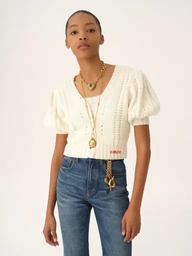 Chloé Puff-sleeve cardigan in a wool & cashmere knit | Thumbnail 4 Chloé Puff-sleeve cardigan in a wool & cashmere knit | Thumbnail 4