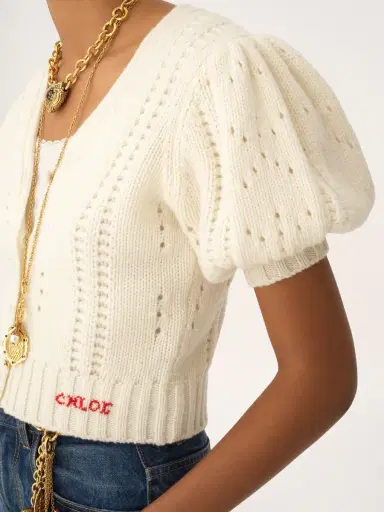 Chloé Puff-sleeve cardigan in a wool & cashmere knit | Thumbnail 7 Chloé Puff-sleeve cardigan in a wool & cashmere knit | Thumbnail 7