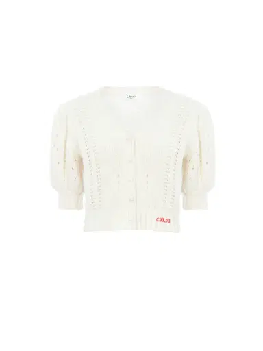 Chloé Puff-sleeve cardigan in a wool & cashmere knit | Thumbnail 1 Chloé Puff-sleeve cardigan in a wool & cashmere knit | Thumbnail 1