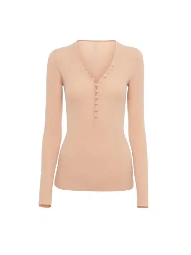 Chloé Henley shirt in a merino wool knit | Thumbnail 1 Chloé Henley shirt in a merino wool knit | Thumbnail 1