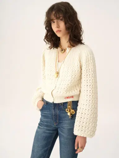 Chloé Round-neck cardigan in a wool & cashmere knit | Thumbnail 4 Chloé Round-neck cardigan in a wool & cashmere knit | Thumbnail 4