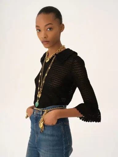 Chloé Elbow-sleeve collar sweater in a wool knit | Thumbnail 4 Chloé Elbow-sleeve collar sweater in a wool knit | Thumbnail 4