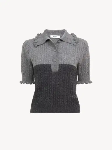 Chloé Short-sleeve polo sweater in a wool & cashmere knit | Thumbnail 2 Chloé Short-sleeve polo sweater in a wool & cashmere knit | Thumbnail 2