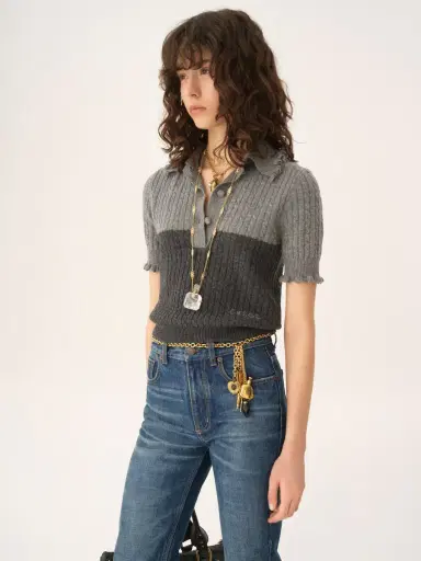 Chloé Short-sleeve polo sweater in a wool & cashmere knit | Thumbnail 4 Chloé Short-sleeve polo sweater in a wool & cashmere knit | Thumbnail 4